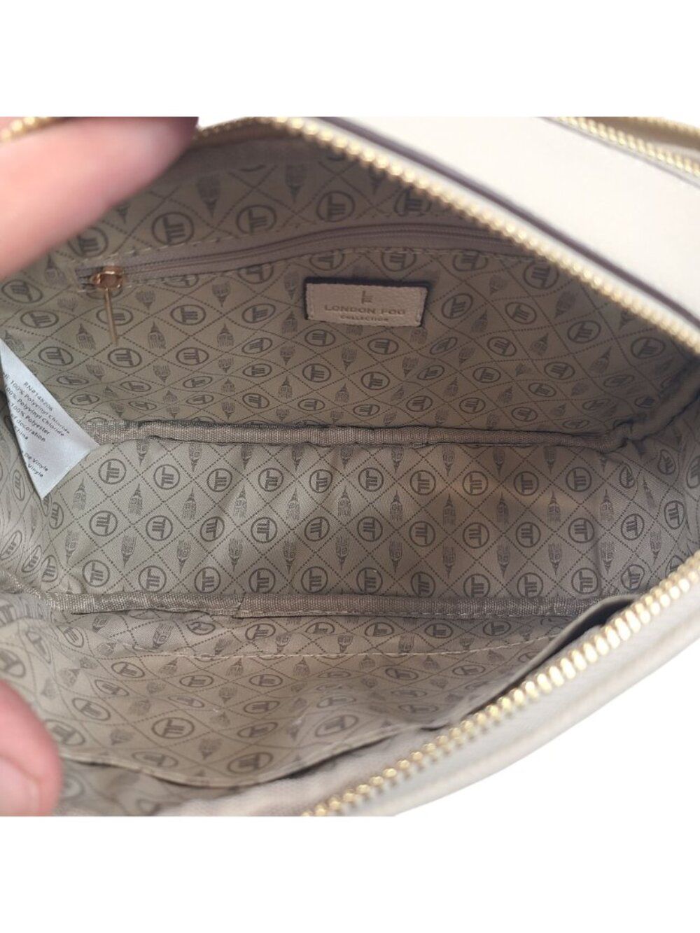 NEW London Fog Buttercream Judy Bowler Camera Crossbody Bag With Gold Accents - Picture 7 of 10